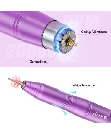 Weiyi Nail Milling Cutter - Electric Nail File for Gel & Acrylic Nails 20 000 RPM USB 11-in-1 Manicure & Pedicure Set - Professional Quality International Shipping - Buy Online on GoSupps.com