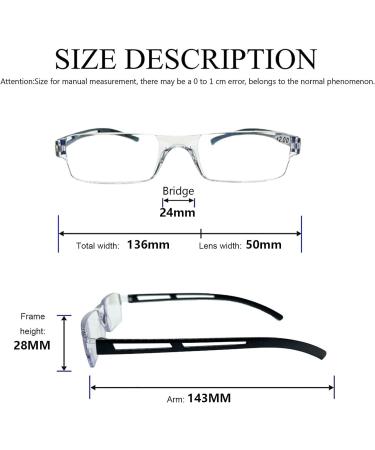 Hubeye 4 Pack Frameworkless Reading Glasses - Anti-Blue Light Light & Convenient +2.0 Diopters for Men & Women - Black Clear Blue Purple - Buy Online on GoSupps.com