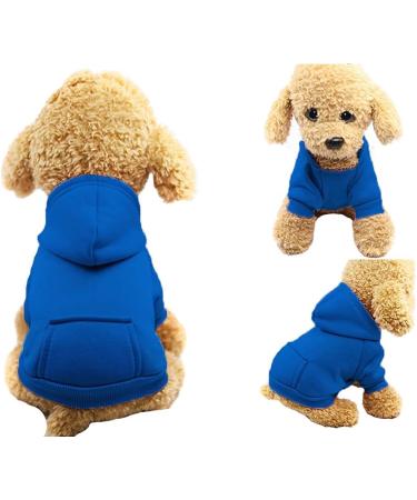 Winter Dog Hoodies with Bags - Warm Cotton Fashion for Small Dogs & Puppies | Chihuahua Coats & Costumes (XXS 2XS Dark Blue) - Buy Online on GoSupps.com