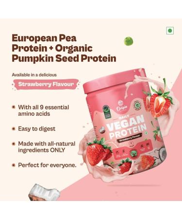 O Gin Nu#Tion Vegan Protein Powder - 100% Natural Strawberry 25g Plant-Based Protein Dairy Free Non-GMO 7 Servings 290g - International Shipping Available - Buy Online on GoSupps.com