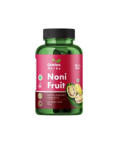 Genius Herbs Noni Fruit Tablets 700 mg| 180 Tablets | Best Immune Booster | Full of Antioxidants | Raw Noni Fruit | 45 Days Supply