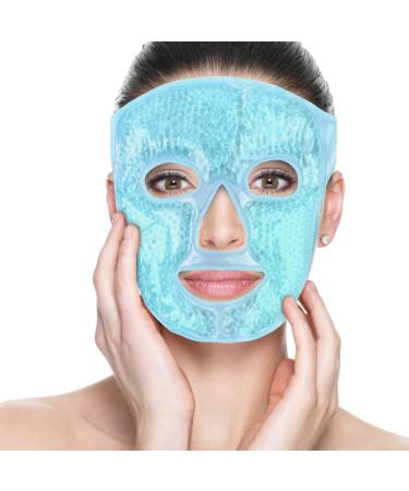 NEWGO Cooling Gel Face Mask Freezable Ice Face Mask Hot Cold Face Compress for Migraines, Headache, Stress, Redness, Puffiness, Acne - Blue