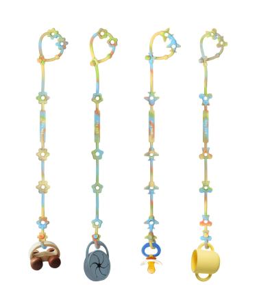 Baby toys pacifier chain silicone cup catcher 4 pieces of seat belts for toys drinking cup holder straps for strollers Hochstuhl Autositz BPA-free pram chain toy accessories color 1