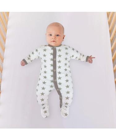 Baby Girl Sleep Romper: Cotton Pajama Sleeping Bag Size 56-68 with Feet & Buttons, Grey Star Design, Newborn 0-6 Months - Buy Online on GoSupps.com