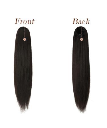 Feshfen 60cm Ponytail Extensions - Darkest Brown Synthetic Drawstring Hair Extensions for Women | Long Straight Braid - Buy Online on GoSupps.com