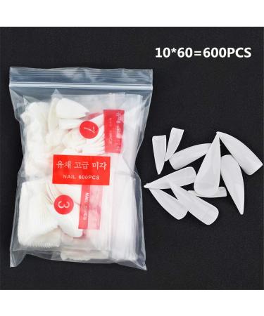 600 Long Stiletto Nail Tips - White Artificial Fingernails for DIY Nail Art & Nail Studios | Hot Tip Nails #1 #4 - Buy Online on GoSupps.com