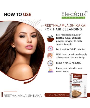 Buy Elecious Naturals 3-in-1 Amla Reetha & Shikakai Powder - 100% Natural Hair Cleanser Chemical-Free & Ready to Use | International Shipping - Buy Online on GoSupps.com