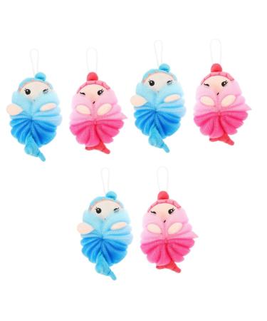 Healeved 6 Pcs Bath Ball Body Wash for Bathing Bath Brush Cartoon Mesh Pouf Shower Pouf Cartoon Bath Loofah Bath Pouf Bath Supply Bath Wash Ball Sponge Skin Cleaning Scrubbers Pe