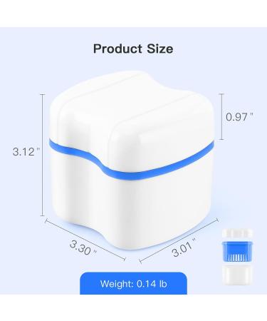 Denture Case Orthodontic Retainer Holder with Strainer & Lid (Blue) - Soaking Cup for Night Guard & Mouth Guard Cleaning - Buy Online on GoSupps.com