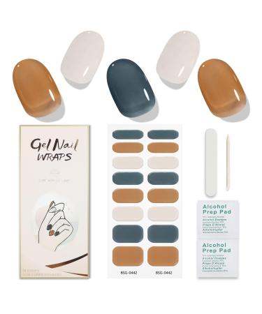 JMEOWIO Nail Foil Beige Blue Brown Gel Nail Foils Self-Adhesive Nail Sticker UV Curing Decoration Nail Design Accessories