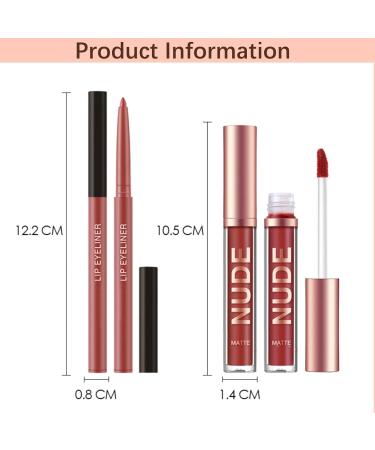 Nude Lip Liner and Lipstick Set - Waterproof, Long Lasting Lip Stain - Highly Pigmented Lip Makeup Kit for Daily & Holiday Looks (05) - Buy Online on GoSupps.com