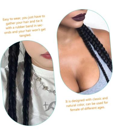 MAGICLULU to weave decorate Hair piece three shares synthetic braided ponytail extension elastic hair bands ponytail hairpiece band girl braided wigs wig High temperature wire 45X6CM Black - Buy Online on GoSupps.com