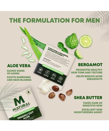 Buy Mat.ural All Natural Handmade Bar Soap for Men - Fresh Aloe Vera Bergamot & Shea Butter - 120g - International Shipping Available - Buy Online on GoSupps.com