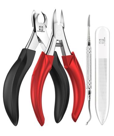 WONSIM Toenail Clippers for Thick Nails, Podiatrist Nail Clippers with Surgical Stainless Steel Sharp Curved Blades, Professional Thick or Ingrown Toe Nail Clippers for Seniors, Men and Women