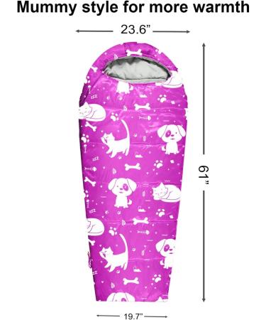 ANJ Outdoors Youth and Kids 32F - 59F Sleeping Bag - Pink Mummy Style Lightweight Bag for Boys and Girls | Indoor/Outdoor Sleeping Bag for Kids up to 4'3 - Buy Online on GoSupps.com
