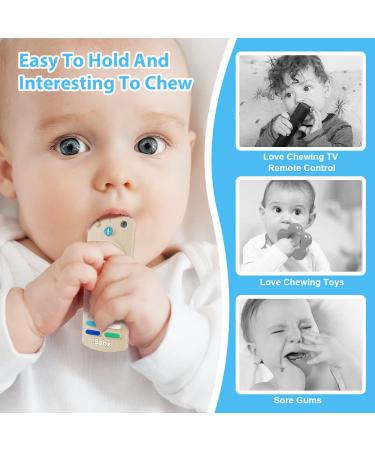 Hotut Baby Remote Control Bite Ring - 2 Pack BPA-Free Silicone Dental Aid with Pacifier Chains - Safe Baby Toys for 3 Months+ - Buy Online on GoSupps.com