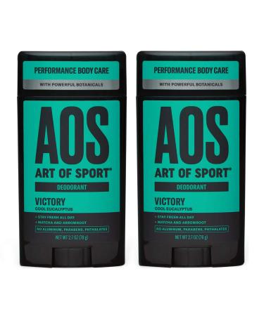 Art of Sport Mens Deodorant, Aluminum Free, Eucalyptus Fragrance, Made with Natural Botanicals, Moisturizing Tea Tree Soap, Made for Athletes, Victory Scent, 2.7 Ounce Victory 2.7 Ounce (Pack of 2)
