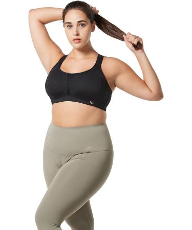 Yvette High Impact Adjustable Criss Cross Back Sports Bra for Large Bust - No Bounce Black - Buy Online on GoSupps.com