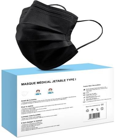 MEDI SANT 50+1 Black Disposable Surgical Masks - EN14683 Type I BFE 95% 3-Ply Protective Face Masks for International Shipping - Buy Online on GoSupps.com