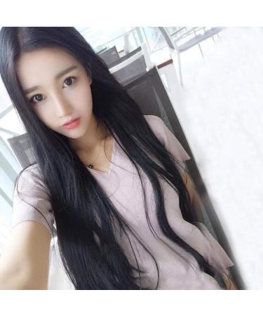 Long Black Straight Wig with Bangs for Women - Dark Brown Hair Headgear | International Shipping - Buy Online on GoSupps.com