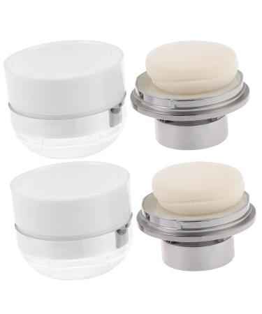 WOONEKY 2pcs Mushroom Head Loose Powder Box Blusher Body Powder Puff Stainless Loose Powder Case Plastic