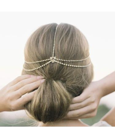 Wekicici Boho Rhinestones Head Chain | Multi-Layered Tassel Hair Accessories for Women & Girls - Perfect for Wedding, Brides & Bridesmaids | Exotic Princess Hair Jewelry in Gold - Buy Online on GoSupps.com