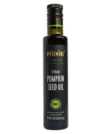 PDR Premium Styrian Pumpkin Seed Oil - 8.4 fl. Oz. - Cold-Pressed, 100% Natural, Unrefined and Unfiltered, Vegan, Gluten-Free, Non-GMO in Glass Bottle 8.4 Fl Oz (Pack of 1)