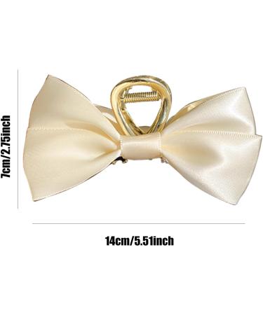 Claw Clip with Bow | Satin Big Hair Bows Hair Barrettes Satin Bow for Hair Clips Hair Styling Clamps for Adult and Women Beige - Buy Online on GoSupps.com