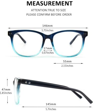 GQUEEN Large Frame Horn Glasses - UV400 Non-Prescription Nerd Glasses for Men & Women - Blue & Matte Black - Buy Online on GoSupps.com