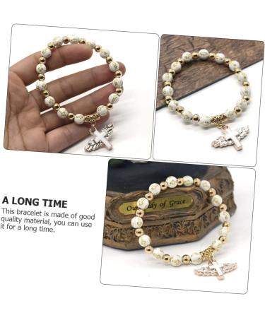 CALLARON 4pcs Cross Bracelet Mens Gifts Christ Prayer Wrist Chain Stretchy Bracelets for Women Hand Chains Men Gift Gold Dainty Bracelet Beaded Wrist Jesus White Miss Metal Makeup Elastic - Buy Online on GoSupps.com