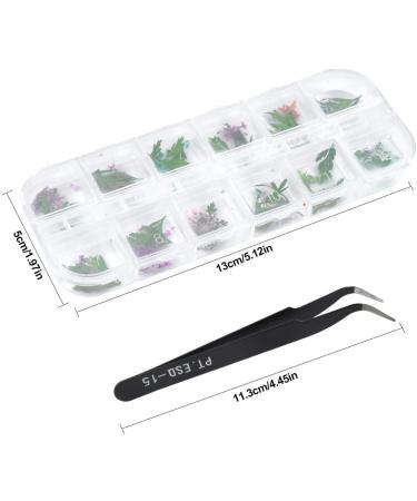 Pinsheng Dried Flower Nail Art Set - 24 Colors 3D Tiny Natural Flowers & Leaves with Curved Tweezers for Stunning Nail Designs - International Shipping Available - Buy Online on GoSupps.com