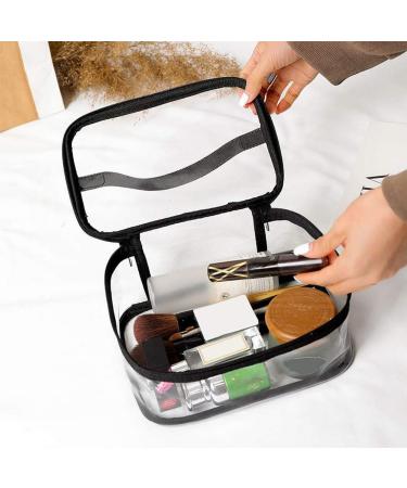 Kuou Clear Makeup Bag - Portable Waterproof PVC Cosmetic Organizer for Travel - Black - Buy Online on GoSupps.com