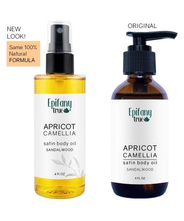 Apricot & Camellia Satin Body Oil 4oz | Nourishing Vitamin E Moisturizer for Dry Skin | Antioxidant-Rich After Bath Oil | Promotes Skin Elasticity for Men & Women - Buy Online on GoSupps.com