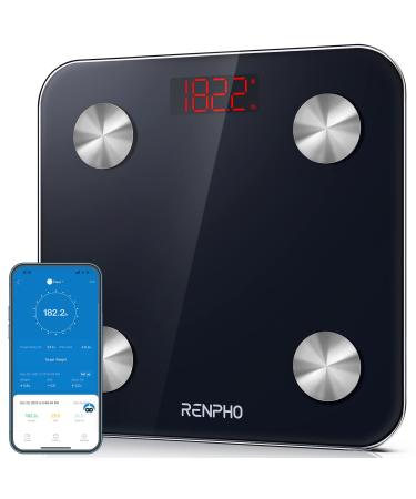 RENPHO Scale for Body Weight, Digital Weighing Elis 1 Scales with Body Fat and Water Weight, Smart Bluetooth Body Fat Measurement Device, Body Composition Monitor with Smart App, 396lbs 10.2" x 10.2" Smart APP Black