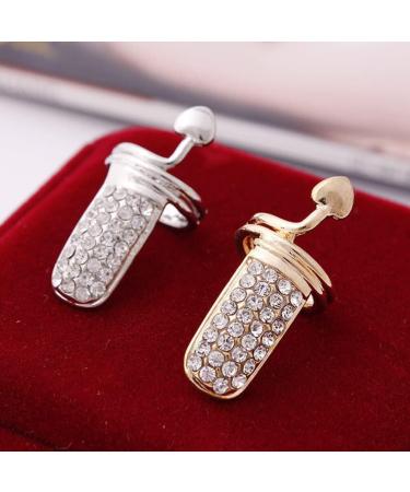 Beaupretty 2 Pieces Rhinestone Nail Rings for Women Adjustable Stylish Nail Rings Fashion Fingernail Rings Jewelry Nail Cover Decoration (Silver) - Buy Online on GoSupps.com