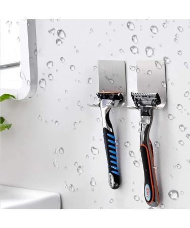 Self-Adhesive Stainless Steel Razor Holder Hooks - 2 Pack Waterproof Double Hooks for Bathroom & Kitchen | No Drilling Required - Buy Online on GoSupps.com