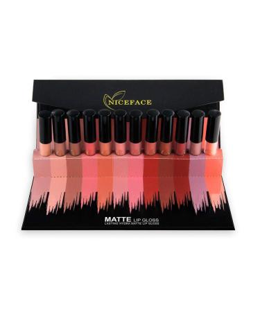 Allbesta 12 Colors Velvet Nude Lipgloss Set - Waterproof Matte Liquid Lipstick Kit | Long Lasting Makeup | International Shipping - Buy Online on GoSupps.com