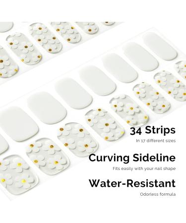 NAILOG Semi Cured Gel Nail Strips 34 pcs Salon-Quality Gel Nail Stickers Long Lasting Nail Wraps for Women with Soft Gel Finish White Petals - Buy Online on GoSupps.com