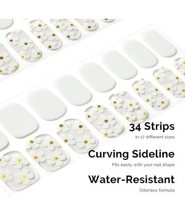 Nailog Semi Cured Gel Nail Strips 34 pcs | Floral Collection White Petals - Buy Online on GoSupps.com