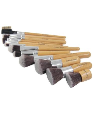 EmaxDesign 12-Piece Bamboo Makeup Brush Set - Professional Synthetic Brushes for Foundation, Blending, Concealer, and More with Bag - Buy Online on GoSupps.com