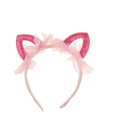 Glamour Girlz Cute Fancy Dress Up Party Role School Play Cosplay Costume Christmas Hen Do Halloween Deely Deeley Bopper Animal Ears Headband Hairband Hair Alice Band Lace Cat Fuchsia