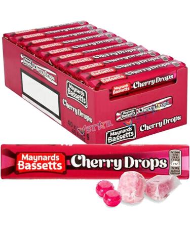 Maynards Bassetts Cherry Drops Sweets Roll 45g - Pack of 40 (Full Box) - Buy Online on GoSupps.com