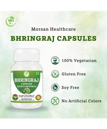 Morsan Healthcare Bhringraj Capsules |Ayurvedic Herb Eclipta Alba Supplement| Hair |Skin & Wellness |100% Plant-Based |500 mg per Serving| 120 Veg Capsules(Pack of 2) - Buy Online on GoSupps.com