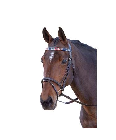 Shires Blenheim Polo Headband Leather Turquoise/Red/Orange/Blue Full Size Turquoise