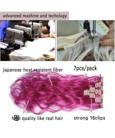 Iluu 20-Inch High-Temperature Clip-In Red Wavy Curly Hair Extensions - 100g Synthetic Wig Parts (Bright Red #113 7 Pieces/16 Clips) - Buy Online on GoSupps.com