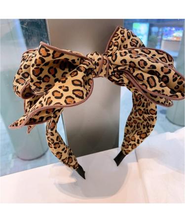 WENLII Retro Leopard Print Headband Multi-Layer Bow Headband Temperament Hair Accessories Headwear Women (Color : E Size : 1) 1 E