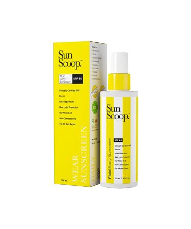 SunScoop Fluid Body Sunscreen Spray Spf 60  No White Cast  Protects From Uva & Uvb Rays  Hybrid  For Dry  Normal And Oily Skin Types 125 Ml (Pack Of 1) Neutral')