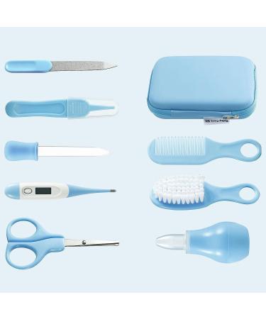 PandaEar Baby Healthcare and Grooming Kit - Baby Safety Set with Comb, Brush, Toothbrush, Nail Clippers, Scissors, Nasal Aspirator - Nursery Care Essentials (Blue) - Buy Online on GoSupps.com