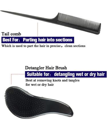 5-Piece Hair Brush Set for Women and Men - Detangling, Paddle, Round, Tail Comb, Wet/Dry Brush - Black - Buy Online on GoSupps.com