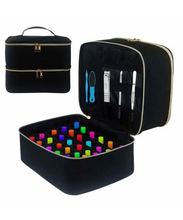 Tebinzi nail polish organizer for 40 bottles (15 ml) and a nail lamp nail polish carrier bag travel storage bag for manicure set (only bag) black